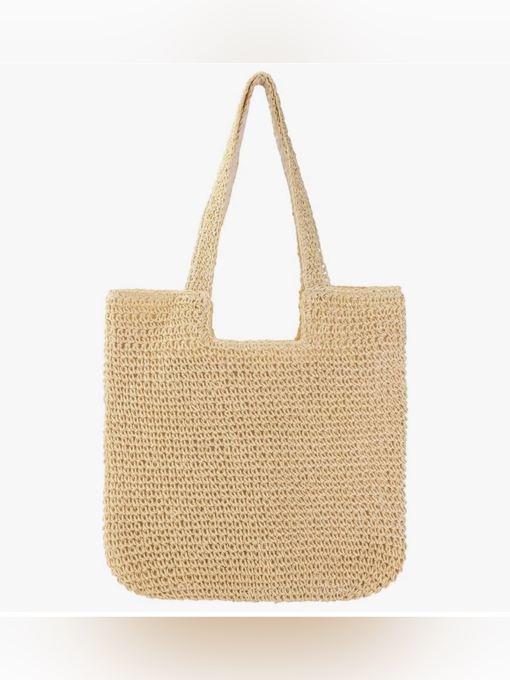 Amazon Woven Straw Tote Bag in Natural Beige